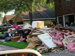 Picture of flood damaged homes after Hurricane Harvey at League City, TX